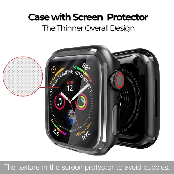 pzoz Apple Watch 4 Ekran Koruyucu Bumper Klf (40mm)-Black