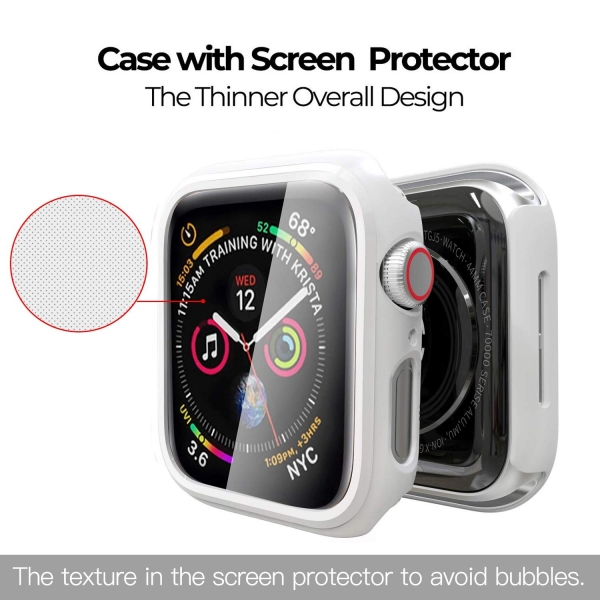 pzoz Apple Watch 4 Ekran Koruyucu Bumper Klf (40mm)-White