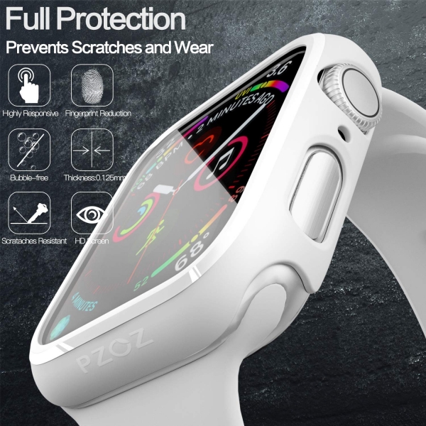 pzoz Apple Watch 4 Ekran Koruyucu Bumper Klf (40mm)-White