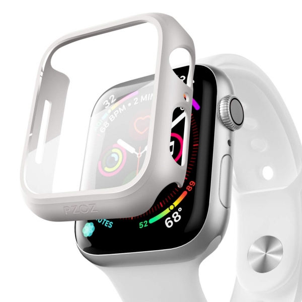 pzoz Apple Watch 4 Ekran Koruyucu Bumper Klf (44mm)-White