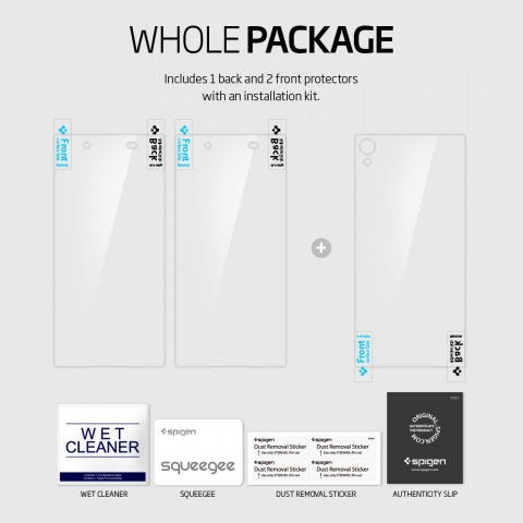 Spigen Sony Xperia Z3+/Z4 Screen Protector Crystal (2 n ve 1 Arka Ekran Filmi)
