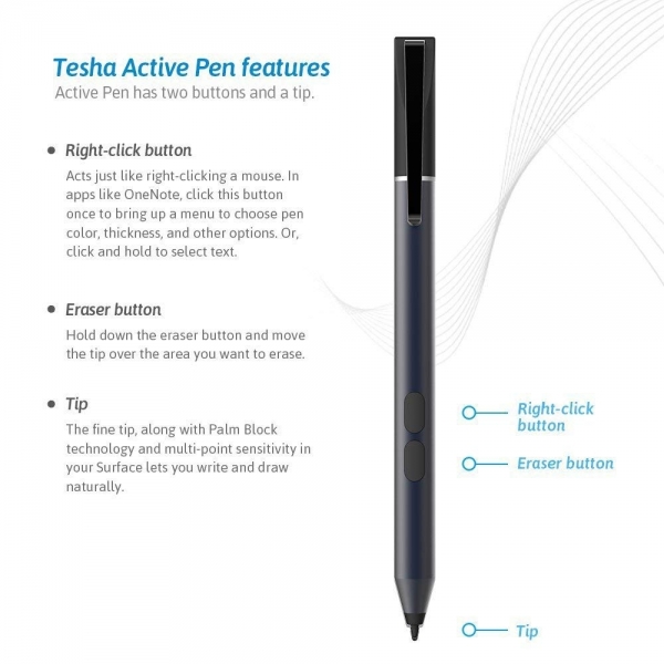 tesha Aluminum Surface Stylus Pen-Black