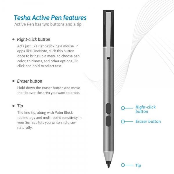 tesha Aluminum Surface Stylus Pen-Gray