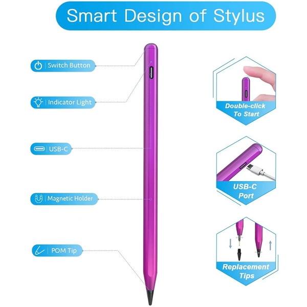 tesha iPad in Active Stylus Kalem-Purple