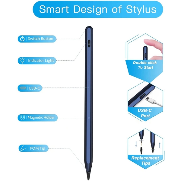 tesha iPad in Active Stylus Kalem-Blue