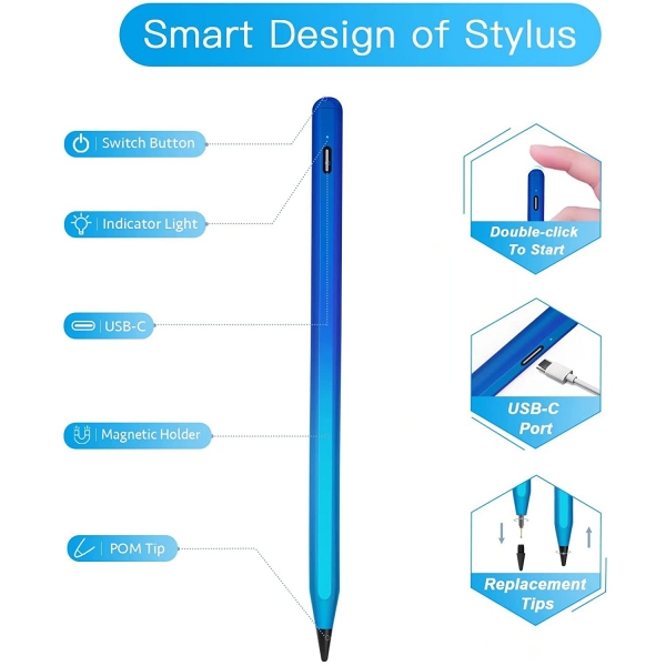 tesha iPad in Active Stylus Kalem-Cyan