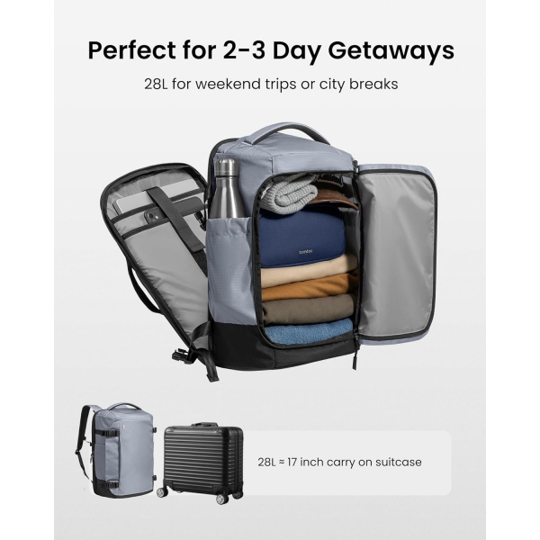 tomtoc Navigator T66 Ripstop Laptop S�rt �antas� (28 L)-Silver Gray