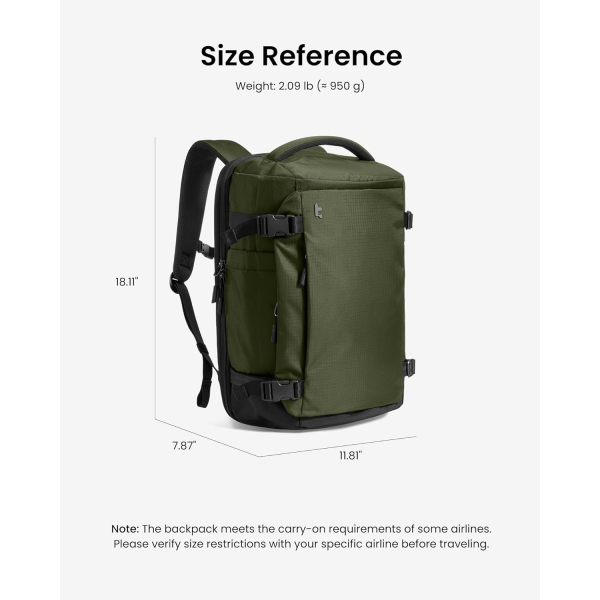 tomtoc Navigator T66 Ripstop Laptop S�rt �antas� (28 L)-Green