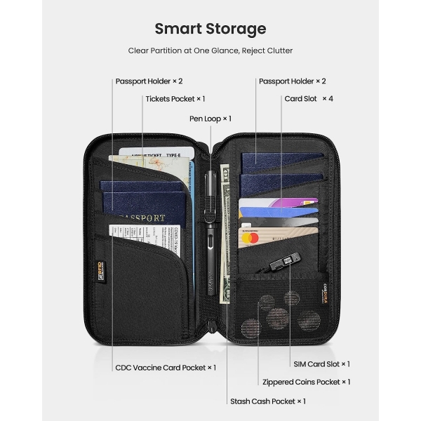 tomtoc Su Geirmez Pasaport/Kartlk Organize antas-Black
