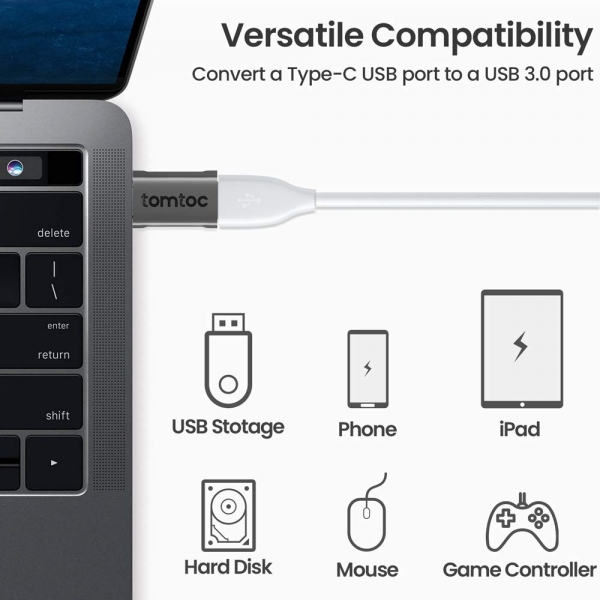 tomtoc USB C to USB A 3.0 Adaptr (2 Adet)