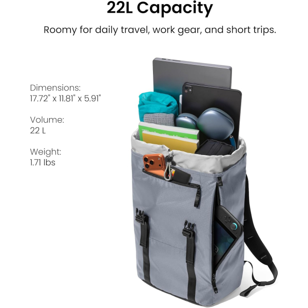 tomtoc VintPack TA1 Laptop S�rt �antas� (22 L)-Gray Light