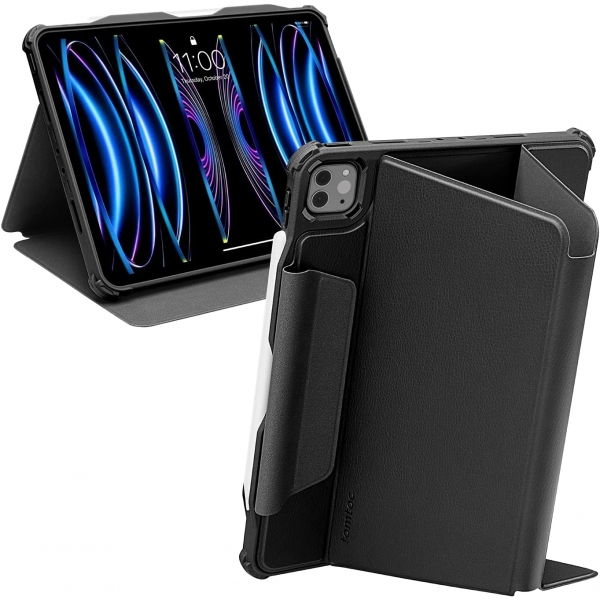 tomtoc iPad Pro 3./4.Nesil M2/M1 Uyumlu Manyetik Standl Klf(11 in)-Leather Black