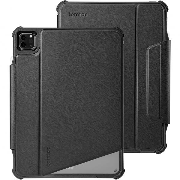 tomtoc iPad Pro 3./4.Nesil M2/M1 Uyumlu Manyetik Standl Klf(11 in)-Leather Black
