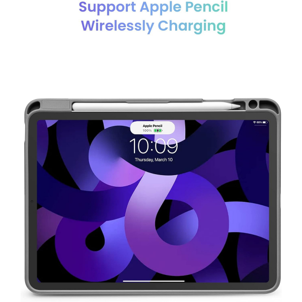 tomtoc iPad Air Kalem Blmeli Klf (11 in)(6.Nesil)-Lavender