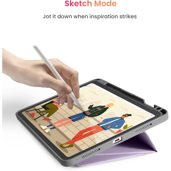 tomtoc iPad Air Kalem Blmeli Klf (11 in)(6.Nesil)-Lavender