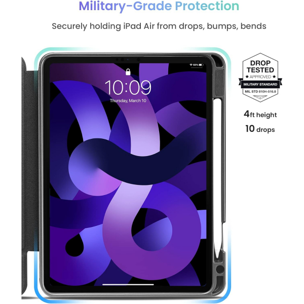 tomtoc iPad Air Kalem Blmeli Klf (11 in)(6.Nesil)-Lavender