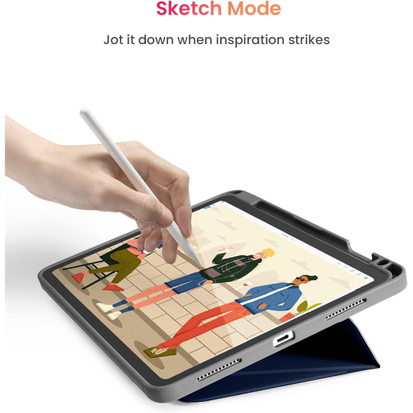 tomtoc iPad Air Kalem Blmeli Klf (11 in)(6.Nesil)-Blue