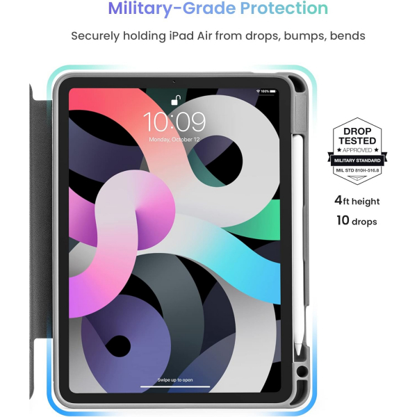 tomtoc iPad Air Kalem Blmeli Klf (11 in)(6.Nesil)-Blue