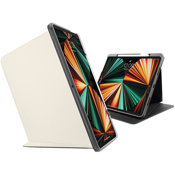tomtoc iPad Pro Kalem Blmeli Klf (12.9 in)(5.Nesil)-White