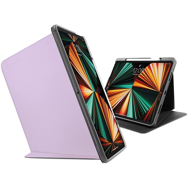 tomtoc iPad Pro Kalem Blmeli Klf (12.9 in)(5.Nesil)-Lavender