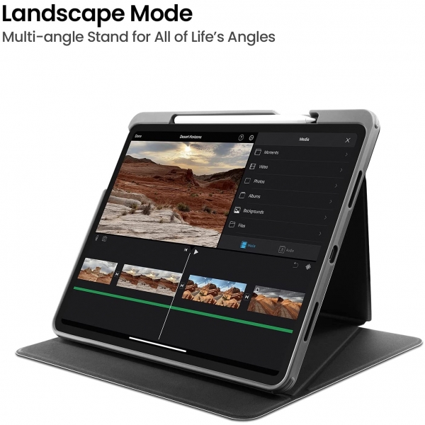 tomtoc iPad Pro Kalem Blmeli Klf (12.9 in)(5.Nesil)-Lavender
