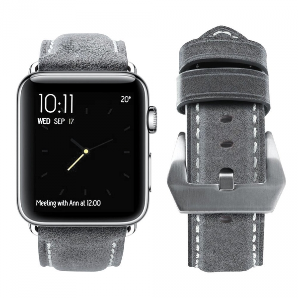 top4cus Apple Watch Deri Kay (38mm)-Unique buckle - Gray