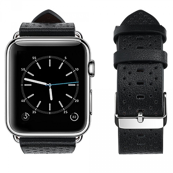top4cus Apple Watch Deri Kay (42mm)-Breathable style - Black