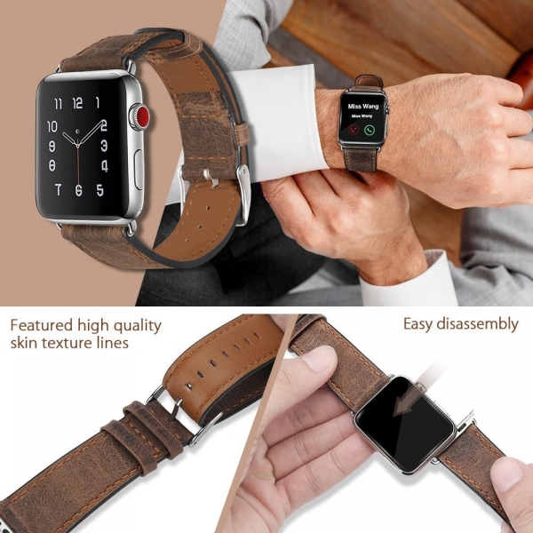 top4cus Apple Watch Deri Kay (42mm)-Retro style - Brown