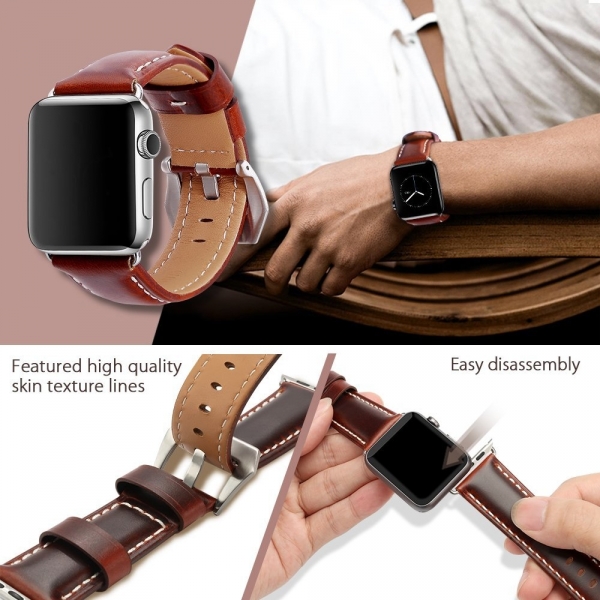 top4cus Apple Watch Deri Kay (42mm)-Unique buckle - Brown