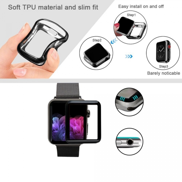 top4cus Apple Watch Silikon Klf (38mm)-Black