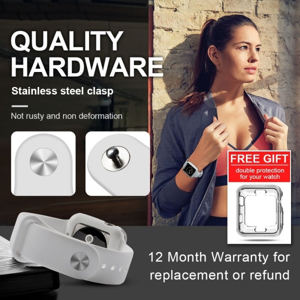 top4cus Apple Watch Silikon Kay�� ve Ekran Koruyucu Set (42mm/44mm)