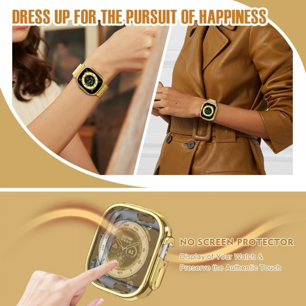 top4cus Apple Watch Ultra 49 mm Koruyucu K�l�f-Gold