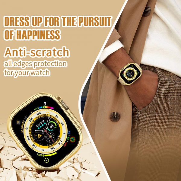 top4cus Apple Watch Ultra 49 mm Koruyucu K�l�f-Gold