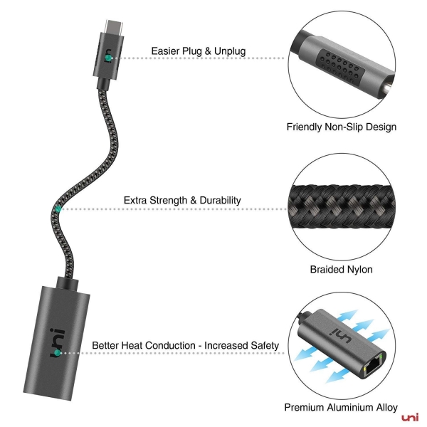 uni USB C Ethernet Adaptr (Space Gray)