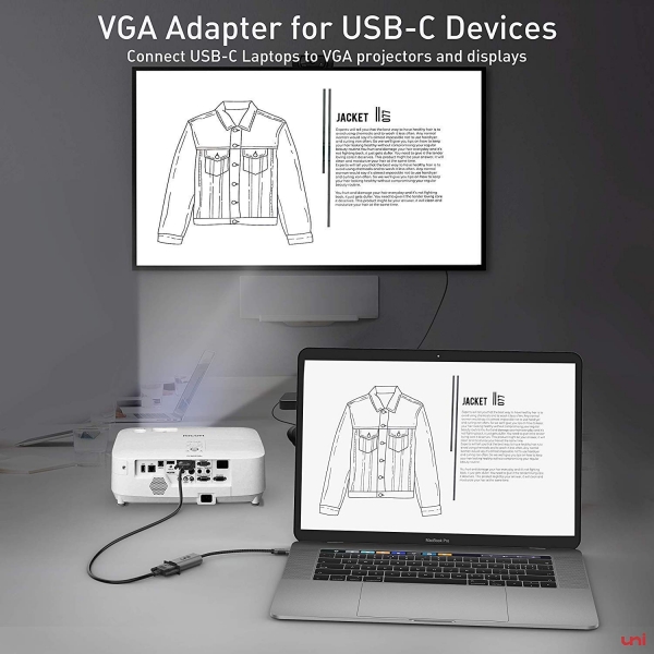 uni USB C to VGA Adaptr (Space Gray)