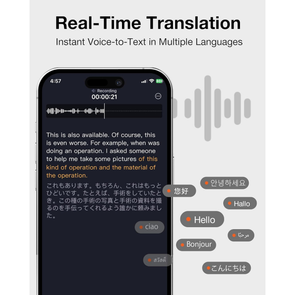 viaim OpenNote AI Ses Kaydedici Akll Kulaklk-Gray