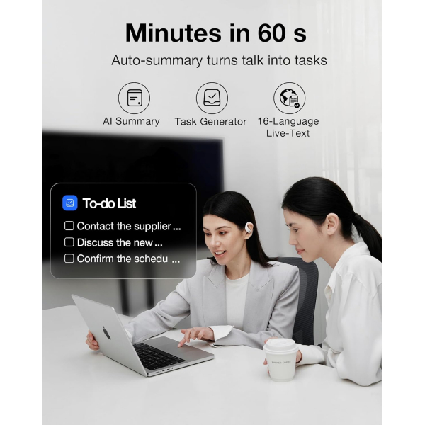 viaim OpenNote AI Ses Kaydedici Akll Kulaklk-Gray