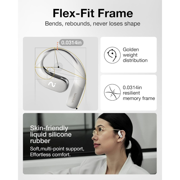 viaim OpenNote AI Ses Kaydedici Akll Kulaklk-Gray