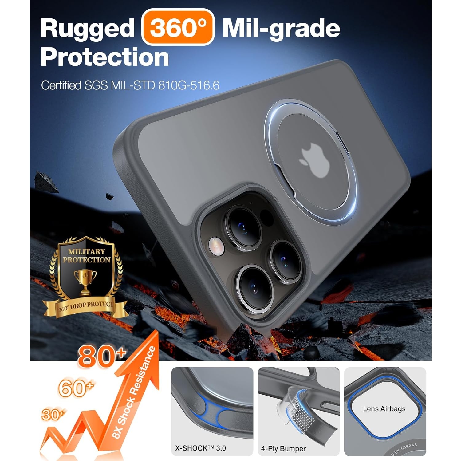 TORRAS Apple iPhone 15 Pro Max Manyetik Standlı Kılıf 87613