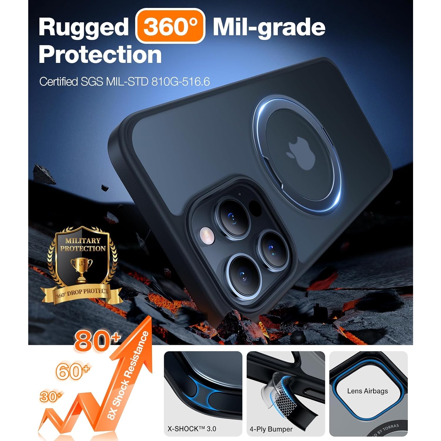 TORRAS Apple iPhone 15 Pro Max Manyetik Standlı Kılıf 87613