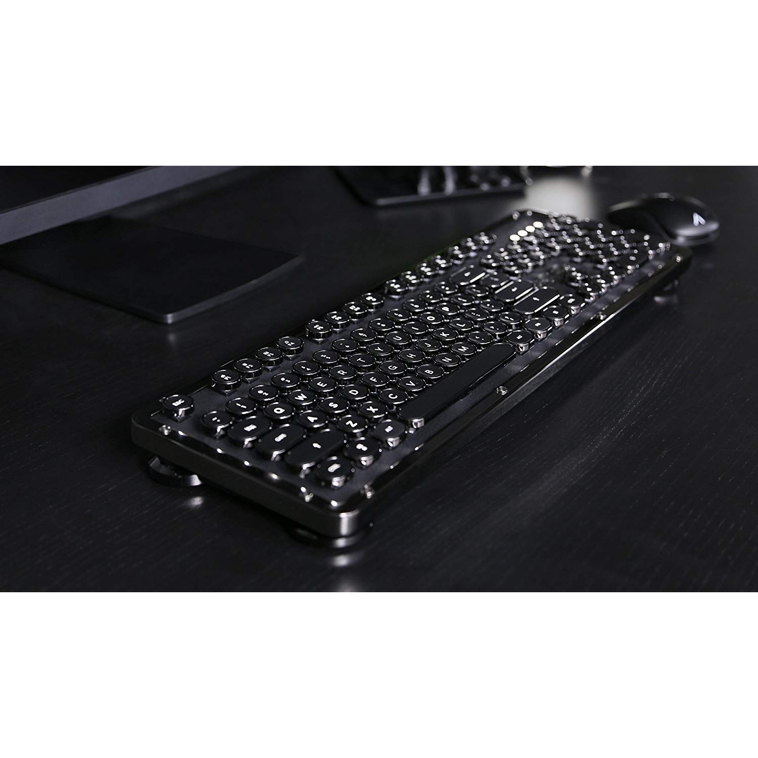 Azio Retro Klasik Bluetooth Vintage Mekanik Klavye Onyx 27453