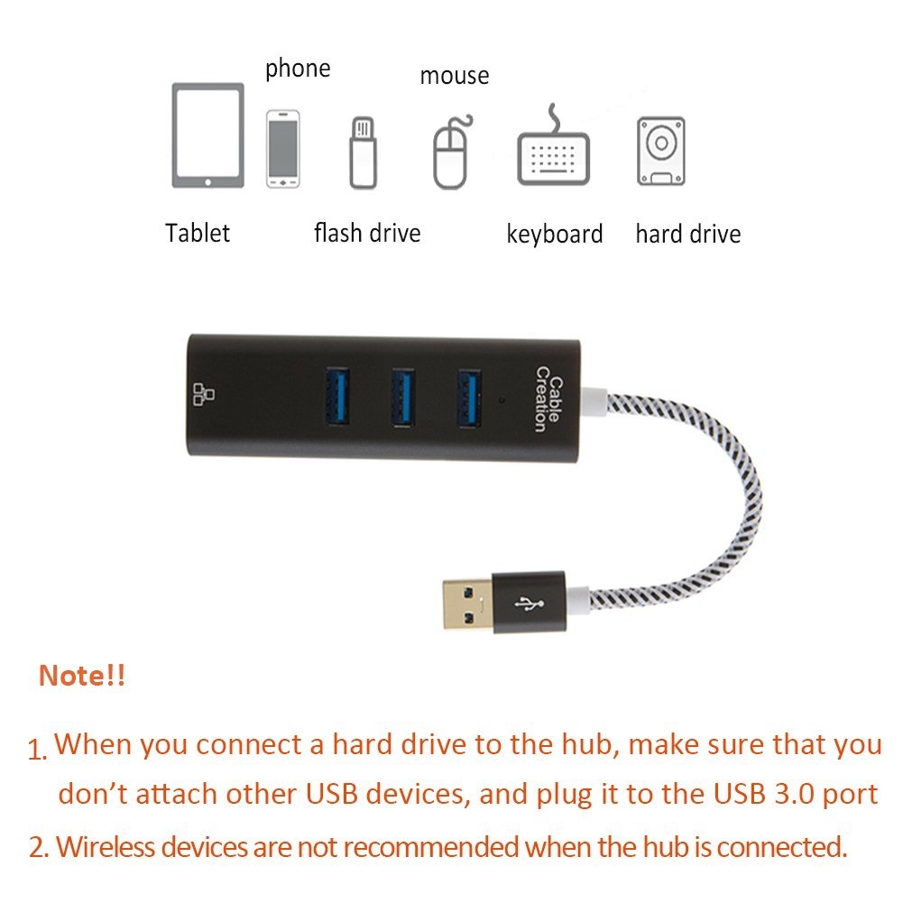 cablecreation usb 3 0 hub rj45 ethernet
