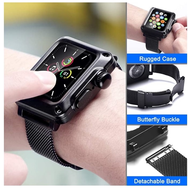 HUALIMEI Apple Watch 6 SE Tam Korumalı Metal Kayış (44mm) 60709