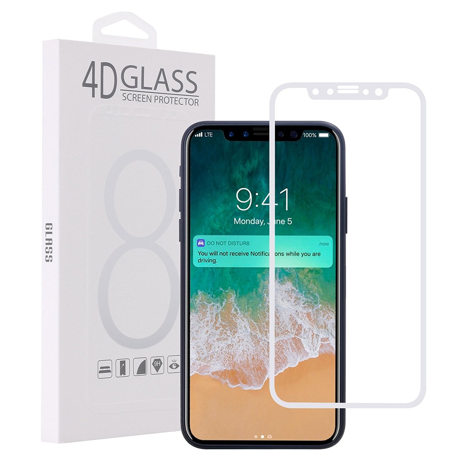 Lontect Apple Iphone X Temperli Cam Ekran Koruyucu Beyaz 4719