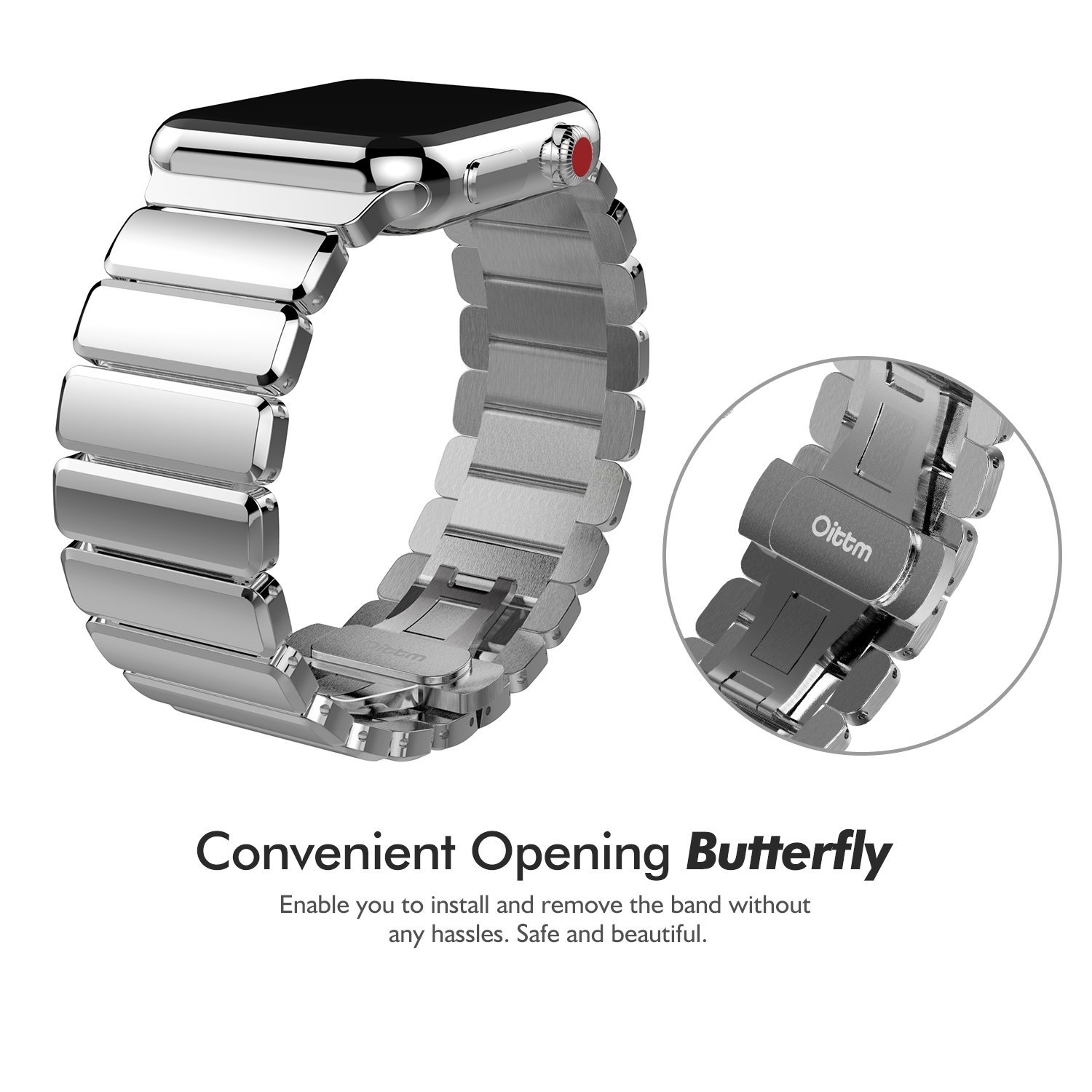 Oittm Apple Watch Seri 3 Paslanmaz Celik Kayis 42mm 7159