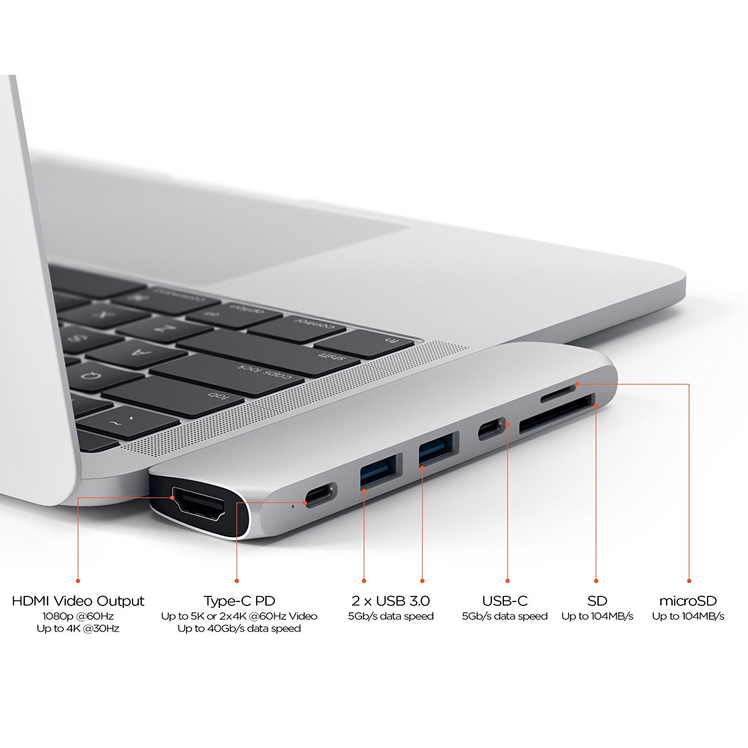 Satechi MacBook Pro 13 ve 15 inç Alüminyum Type-C Pro Hub Adaptör