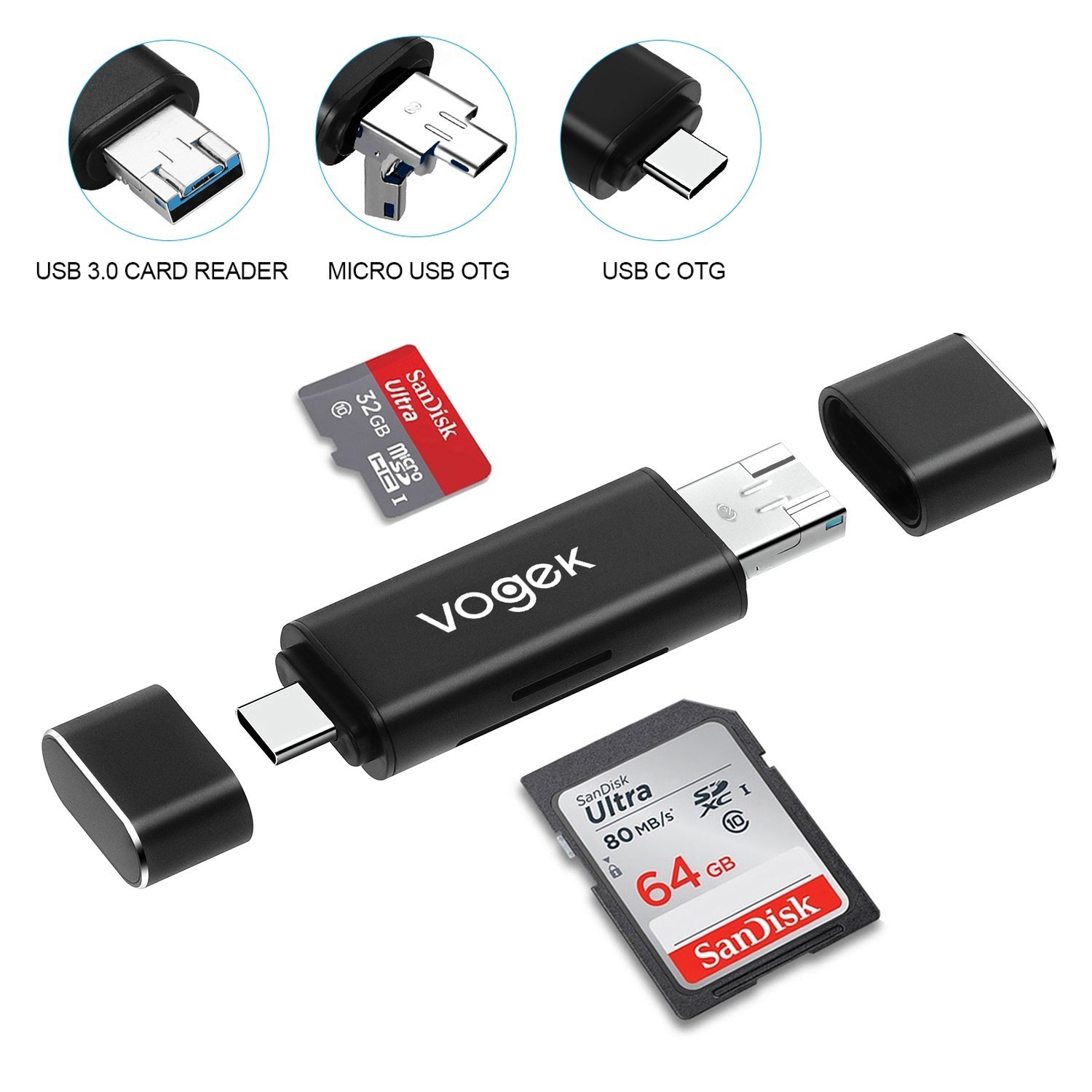 vogek usb 3 0 sd micro sd kart okuyucu adaptor 5089