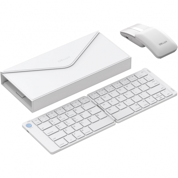 DELUX Katlanabilir Bluetooth Klavye ve Fare (Beyaz)
