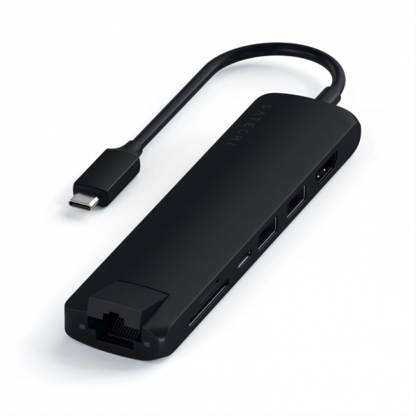 Satechi 7 Balantl USB C Alminyum Hub Adaptr (Siyah)