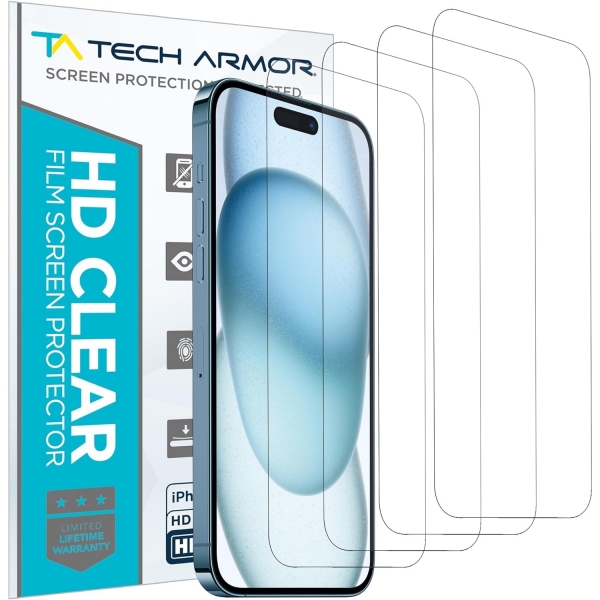 Tech Armor Apple iPhone 15 Ekran Koruyucu Film(4 adet)